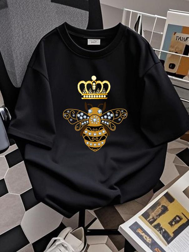 Queen Bee Shirt, Honey Bee Shirt, Bug Shirt, Vintage T-Shirt Unisex T-shirt Streetwear Stretched Breathable Soft Homme Casual Slightly Graphic_viptrois.com