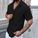 Men's Clothing Summer New Loose Solid Color Casual Short Sleeved Cardigan Shirt Tops Men's Clothing_viptrois.com