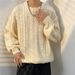 Men's Clothing Retro Twisted Sweater Ins Trendy Autumn And Winter Solid Color Knitted Sweater Loose Casual Bottoming Sweater_viptrois.com