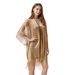 Explosive flat scarf shawl Gold and silver ribbon sleeve slit sun protection beach wear holiday bikini smock sun protection smock_viptrois.com