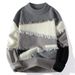 2026 Fashion Knitwear Pullovers Men Acrylic Round Collar Jacquard Splicing Long Sleeve Casual Thick Sweater_viptrois.com