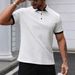 Men's Clothing Summer Textured Men's Shirt Color Blocked Pullover Button Down Knit Short Sleeved Top Apricot White_viptrois.com