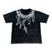 Men's Clothing Hip Hop Street Dark Cross Pure Cotton Washed Old Men And Women T Shirt Loose Large Size New Short Sleeve_viptrois.com