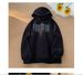 Heavyweight Style Hooded Sweatshirt – Unisex Fleece-Lined Pullover With Foam Print (M-5XL, Black/Grey)_viptrois.com