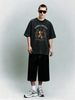 Summer Washed Cotton T-Shirt, Men's Vienna Society Violin Print, Luxury Casual Style, Oversized Tee_viptrois.com