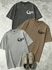 100% Cotton Washed Vintage Men's 3-Pack T-shirts Sjics Moon Monogram Print Crew Neck Short Sleeve Casual Tops In Gray Brown Light Gray_viptrois.com