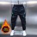 Men's Trendy Fleece Lined Patchwork Casual Pants Spring Autumn Elastic Waist Jogger Leg Slim Fit Sporty Versatile Bottoms_viptrois.com