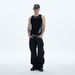 Men's American Streetwear Slim Fit Ribbed Tank Top With Honeysuckle Cross Print, Breathable Summer Workout Shirt_viptrois.com