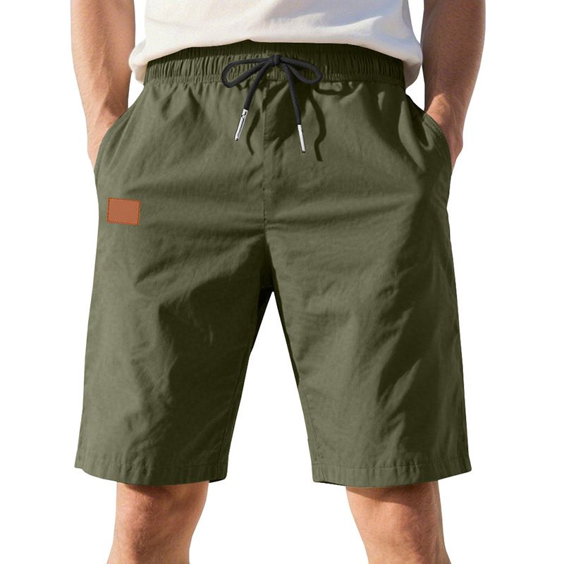 Men's Solid Color Twill Summer Pants Style Thin Breathable Casual Loose Shorts For Beach Sports_viptrois.com