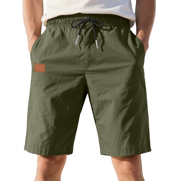 Men's Solid Color Twill Summer Pants Style Thin Breathable Casual Loose Shorts For Beach Sports_viptrois.com