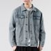LKTM Men's Vintage Washed Moonlight Blue Denim Jacket American Style Casual Coat Streetwear Essential_viptrois.com