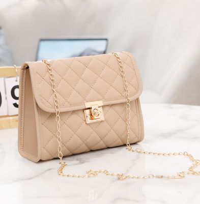 Women's Classic Quilted Square Bag For Women - Minimalist Floral Embroidery Crossbody Purse With Chain Strap & Lock Closure_viptrois.com