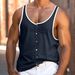 Men's Clothing Men's Summer Beach Vest Casual Color Matching Regular Version Sports T Shirt_viptrois.com