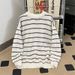 Men's Striped Deer Print Sweater - Retro Vintage Knit Pullover, Unisex Oversized Casual Crewneck Long Sleeve Top For Fall Winter_viptrois.com