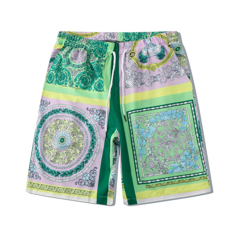 Men's Clothing Beach Summer Casual Cardigan Suit Cashew Green Digital Printing Loose Shorts Shirt Suit Men_viptrois.com