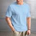 Men's Clothing Solid Color Twisted Jacquard Summer Casual Round Neck Pullover Short Sleeved T Shirt Tops_viptrois.com