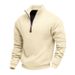 Men's Heavyweight Fleece Half-Zip Sweatshirt - Thermal Lined Stand Collar Pullover For Winter, Breathable Athletic Top (Black, Charcoal_viptrois.com