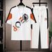 Men's Summer round Neck Short Sleeve T-Shirt And Pants Set Casual Letter Print Tracksuit Stylish Two-Piece Outfit_viptrois.com