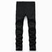 Men's Clothing Men's Black Ripped Jeans Trendy Fashion Casual Multi Tattered High Street Casual Trousers_viptrois.com