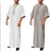 2024 New Muslim Dubai Malaysia Loose Robe Button Shirt Men's_viptrois.com