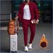 Men's Waffle Knit Zip-up Hoodie & Jogger Set - Fleece Lined Winter Lounge Wear With Pockets, Lightweight & Warm Comfort Outfit For Casual & Sports_viptrois.com