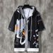Summer Trendy Men's Zipper Hooded Sweater Short-sleeved Jacket Top Student Class Uniform Sports And Leisure Shirt 1/2 Piece_viptrois.com