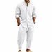 Men's Linen Blend Casual Shirt & Pants Set | Breathable Jacquard Stripe Loose Fit Loungewear For Spring Summer_viptrois.com