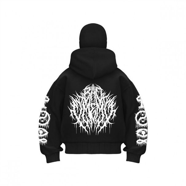 Men's Clothing Station Trendy Brand Pattern Masked Double Hooded Zipper Sweater Trendy Top_viptrois.com