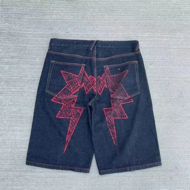 Men's Jeans Y2K Summer Denim Shorts Men Harajuku Fashion Print Casual Short Pants Women Hip Hop Punk Streetwear Goth_viptrois.com