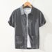 Men's Clothing Casual Artistic Simple Large Size Breathable Cotton And Linen Shirt Ramie Shirt Lapel Short Sleeve_viptrois.com