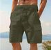 Men's Clothing Cargo Shorts Linen Shorts Summer Shorts Beach Elastic Waist Drawstring Multi Pockets Solid Color Pants_viptrois.com