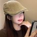 Solid Color Washed Vintage Forward Cap For Women, Spring And Summer, Face Slimming Beret, Large Head Circumference,_viptrois.com