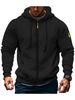 K Men's Hoodie With Zipper, Multiple Pockets, Embroidered Chest Badge, Cardigan, Sports And Casual Hoodie_viptrois.com