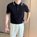 Men’s Summer Knit Polo Shirt – Breathable Ice Silk Business Casual T-Shirt (Slim Fit, White/Black, 5-Size EU/US Sizing)_viptrois.com