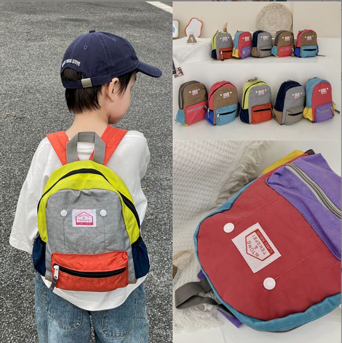 New Kids Backpack - Lightweight Canvas School Bag With Ergonomic Back Support, Simple Style Backpack For Boys & Girls (Back To School Season)_viptrois.com