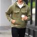 Men's Casual Half-Zip Hooded Sweatshirt - Military Green Relaxed Fit With Multiple Pockets (S-XXL, Polyester Knit, Unisex Pullover For Everyday Wear)_viptrois.com