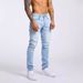 Trendy Men's Distressed Washed Denim Jeans Style Stretch Athletic Casual Trousers Retro Slim Fit Pants_viptrois.com