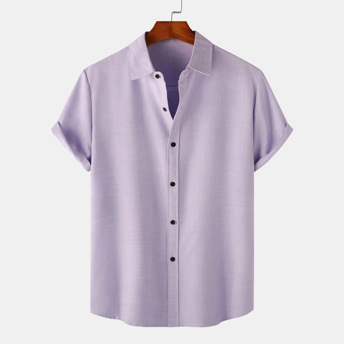 foreign Trade European Size Clothing 2025 Summer New Men's Solid Color Short-sleeve Casual Slim-fit Shirt TC15_viptrois.com