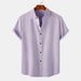 foreign Trade European Size Clothing 2025 Summer New Men's Solid Color Short-sleeve Casual Slim-fit Shirt TC15_viptrois.com