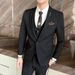 CT Men's Groomsmen Outfit Casual Three-Piece Set Black Business Professional Suit_viptrois.com