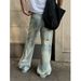Men's Clothing High Street Retro Washed Distressed Dirty Ripped Jeans Men And Women Trendy Loose Straight Casual Trousers_viptrois.com