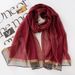 Unisex Mulberry silk striped scarf Women's warm fashion silver silk shawl ethnic style scarf_viptrois.com