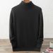 Pure Autumn Winter High Neck Men 100% Solid Color Wool Base Shirt Loose Fit Plus Size Thickened Casual Knitted Sweater_viptrois.com