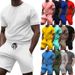 Men's Clothing short sleeve sports casual patchwork round neck fitness suit men's t-shirt_viptrois.com