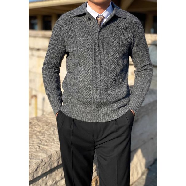 Men's Clothing Shirt Lapel Sweater Men's Light Luxury Business Style Warm Large Size_viptrois.com