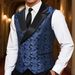 Men's Slim-Fit Waistcoat – Stylish Floral Print Vest For Business & Casual Wear Men's Clothing_viptrois.com