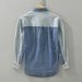 Men's Clothing Casual Fashion Tops Loose Vertical Stripes Splicing Long Sleeve Shirt_viptrois.com