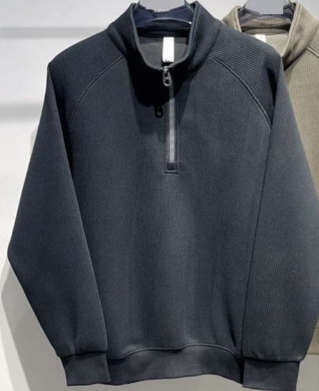 Men's Clothing Men's Autumn Half-Zip Stand Collar Sweatshirt - Lightweight Embroidered Pullover Top For Casual Wear (Green/Black)_viptrois.com