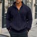 Men's Stand Collar Zip-Up Sweatshirt – Heavyweight Jacquard Pullover (Relaxed Fit, Winter Casual)_viptrois.com