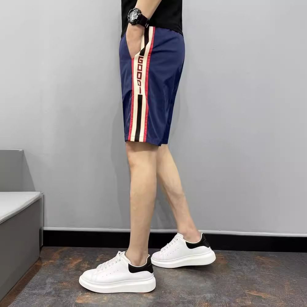 Men's Slim Fit Ice Silk Pants Trendy Striped Summer Outerwear Three-Point Shorts Popular Online Clothing_viptrois.com